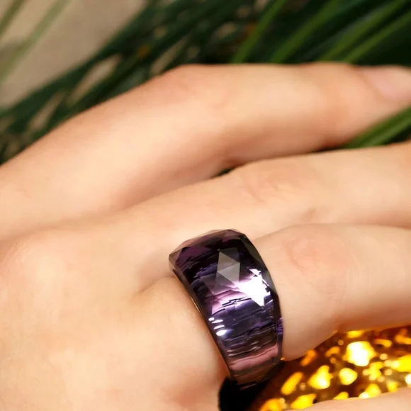 Swarovski Rhodium Plated Crystal Nirvana Purple Velvet Ring Size 7 - Picture 2 of 13